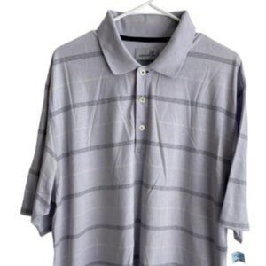 Ashworth Mens Polo Shirt XL Gray Striped Short Sleeves 100% Cotton